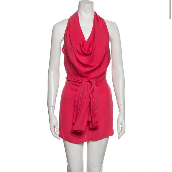 GUCCI Silk Dress Pink Fuschia Belted Cowl Neck Mini 2009 Vintage Hedi Slimane 40 - Picture 1 of 8